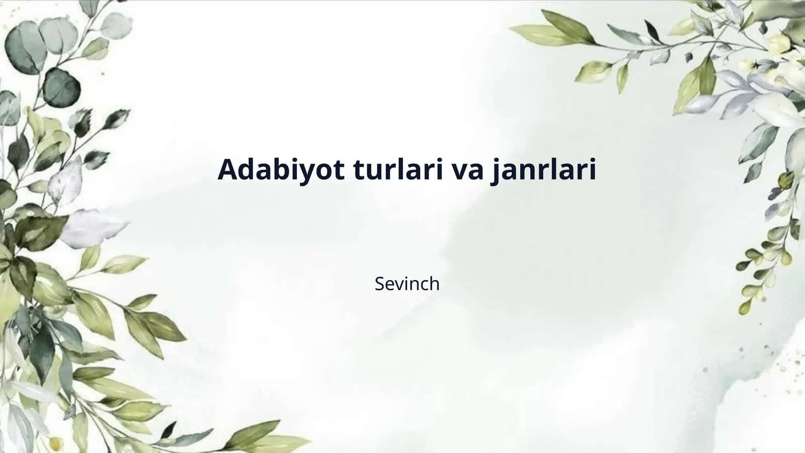 Adabiyot turlari va janrlari
