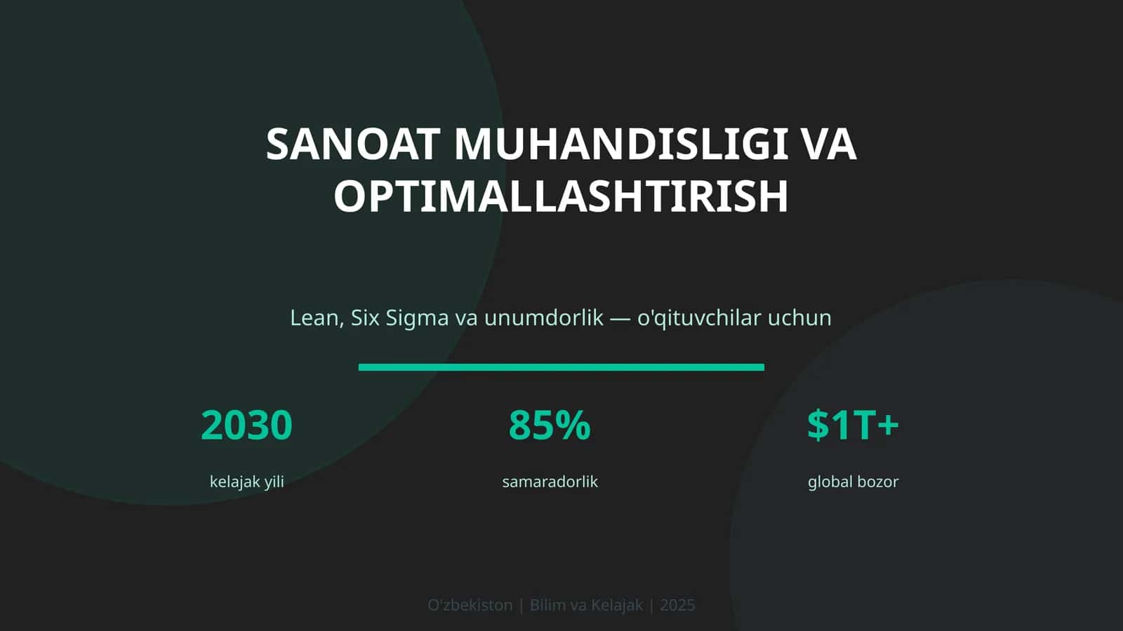 SANOAT MUHANDISLIGI VA OPTIMALLASHTIRISH