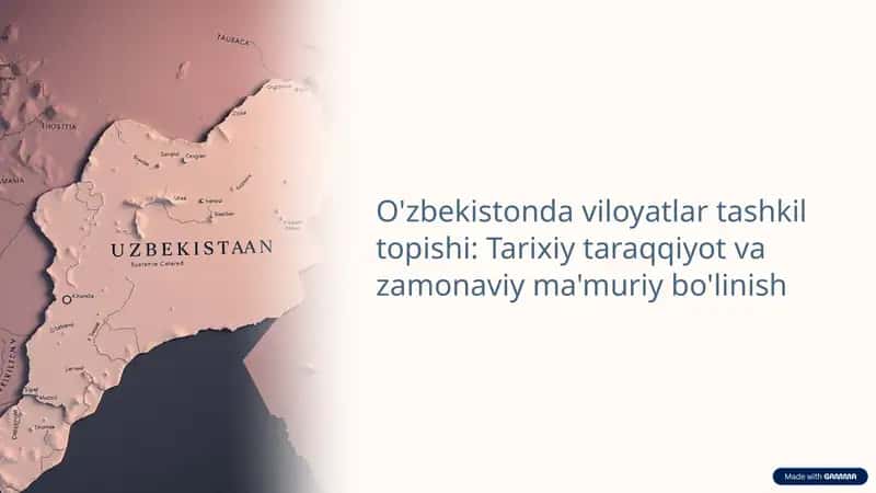 O'zbekistonda viloyatlar tashkil topishi: Tarixiy taraqqiyot va zamonaviy ma'muriy bo'linish