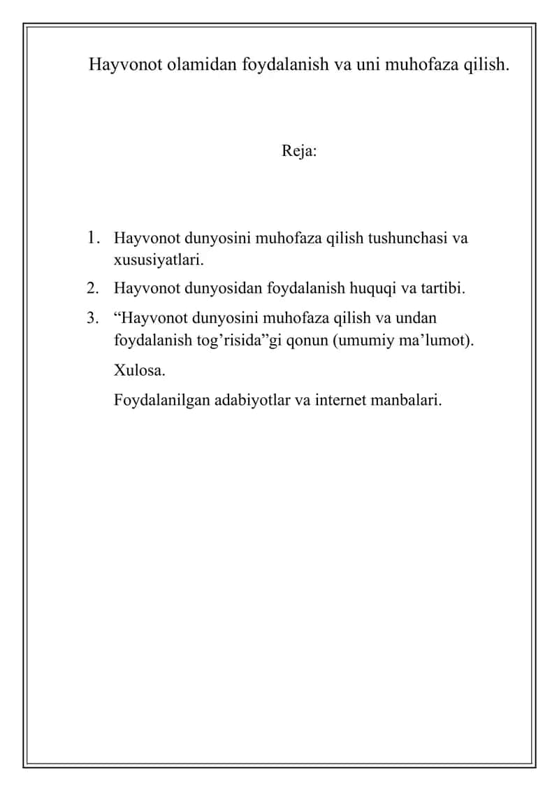 Hayvonot olamidan foydalanish va muhofaza qilish