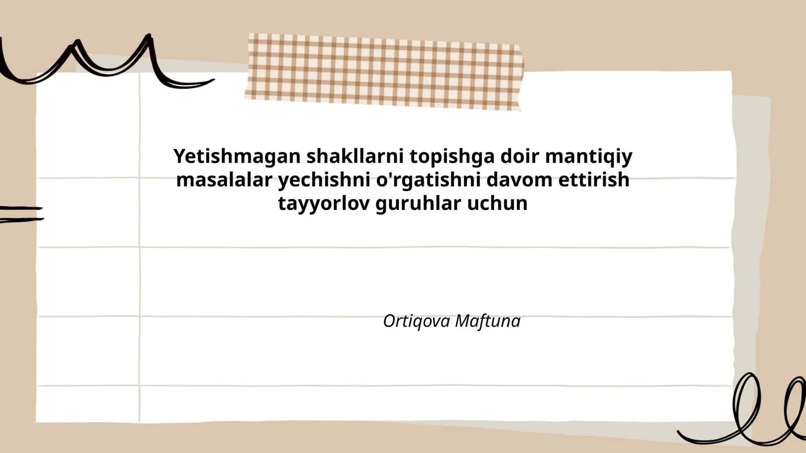 Yetishmagan shakllarni topishga doir mantiqiy masalalar yechishni o'rgatishni davom ettirish tayyorlov guruhlar uchun
