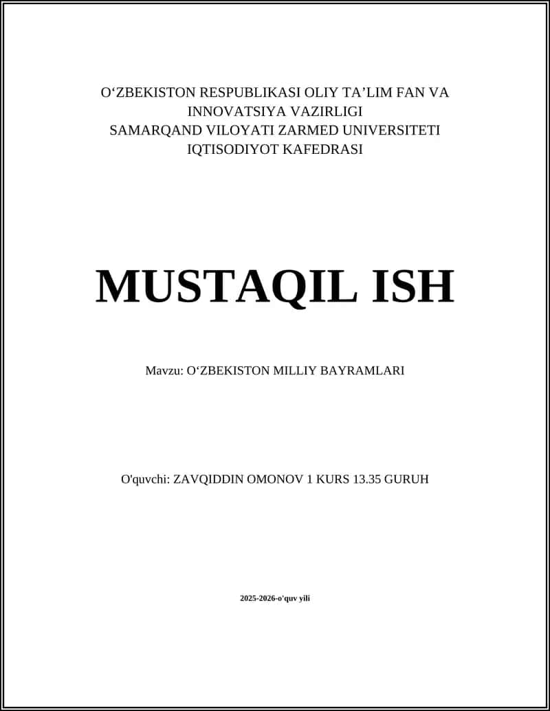 OʻZBEKISTON MILLIY BAYRAMLARI