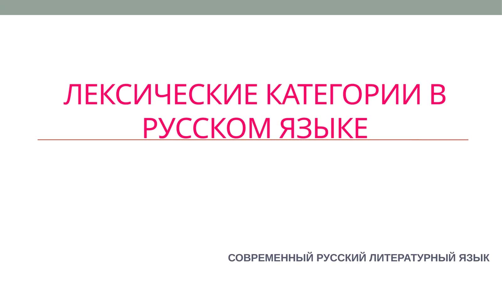 ЛЕКСИЧЕСКИЕ КАТЕГОРИИ В РУССКОМ ЯЗЫКЕ