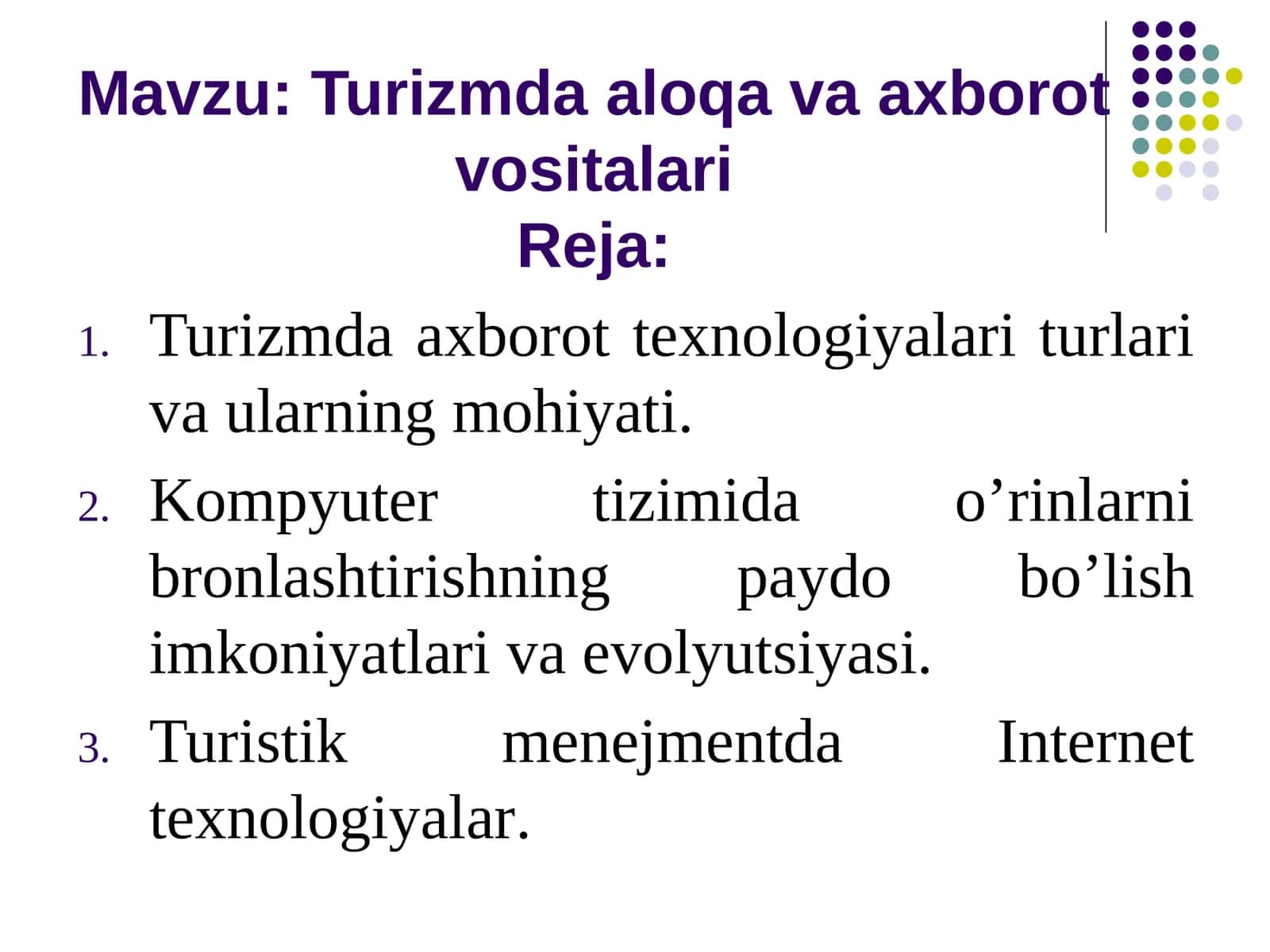 Turizmda axborot texnologiyalari