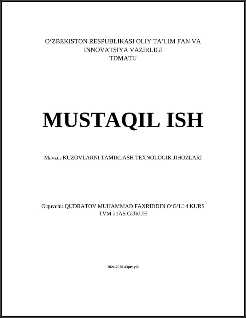 Kuzovlarni tamirlash uskunalari