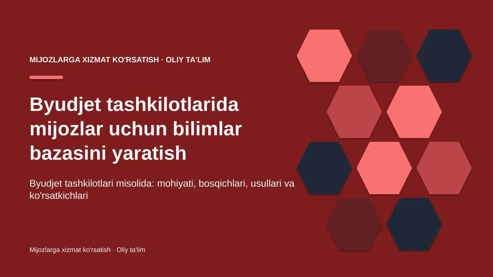 Byudjet tashkilotlarida mijozlar uchun bilimlar bazasini yaratish
