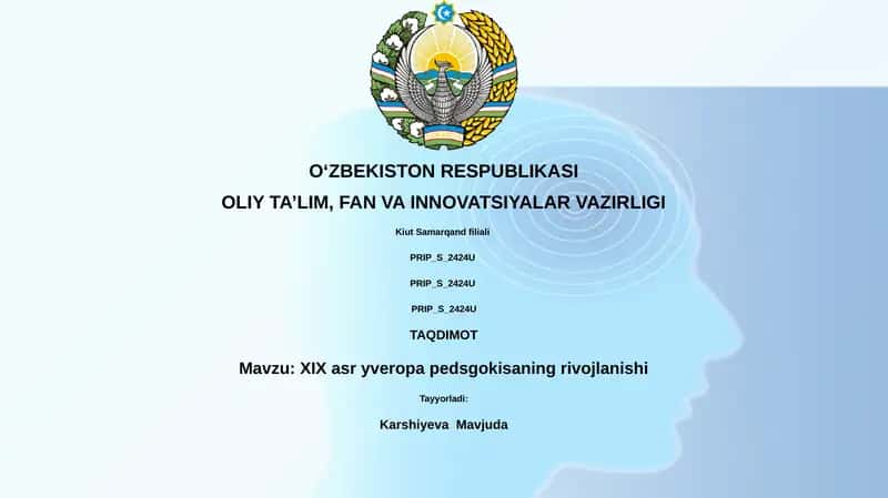 XIX asr yveropa pedsgokisaning rivojlanishi