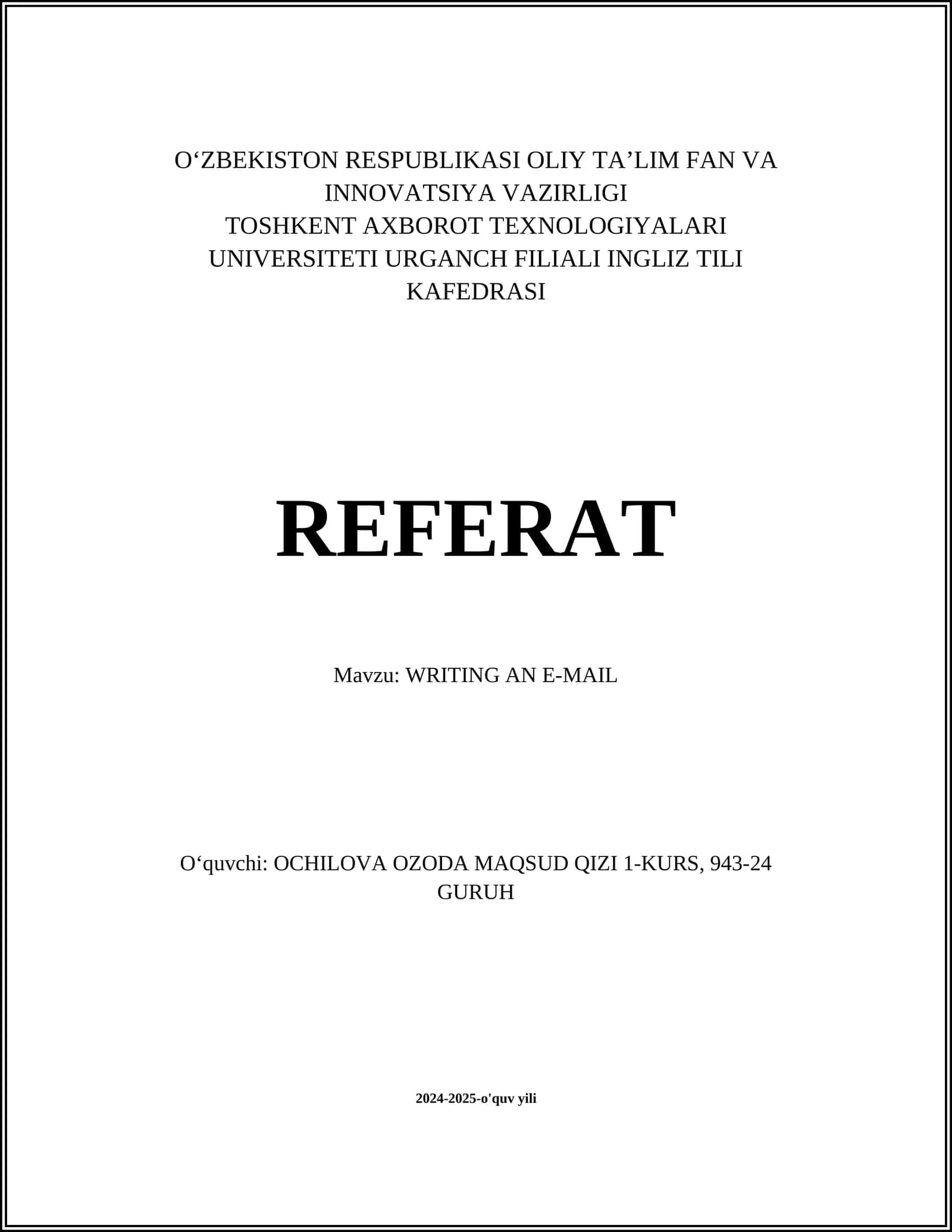 WRITING AN E-MAIL