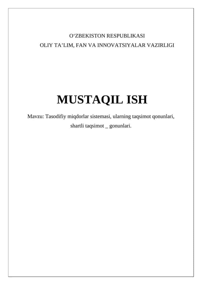 Tasodifiy miqdorlar sistemasi