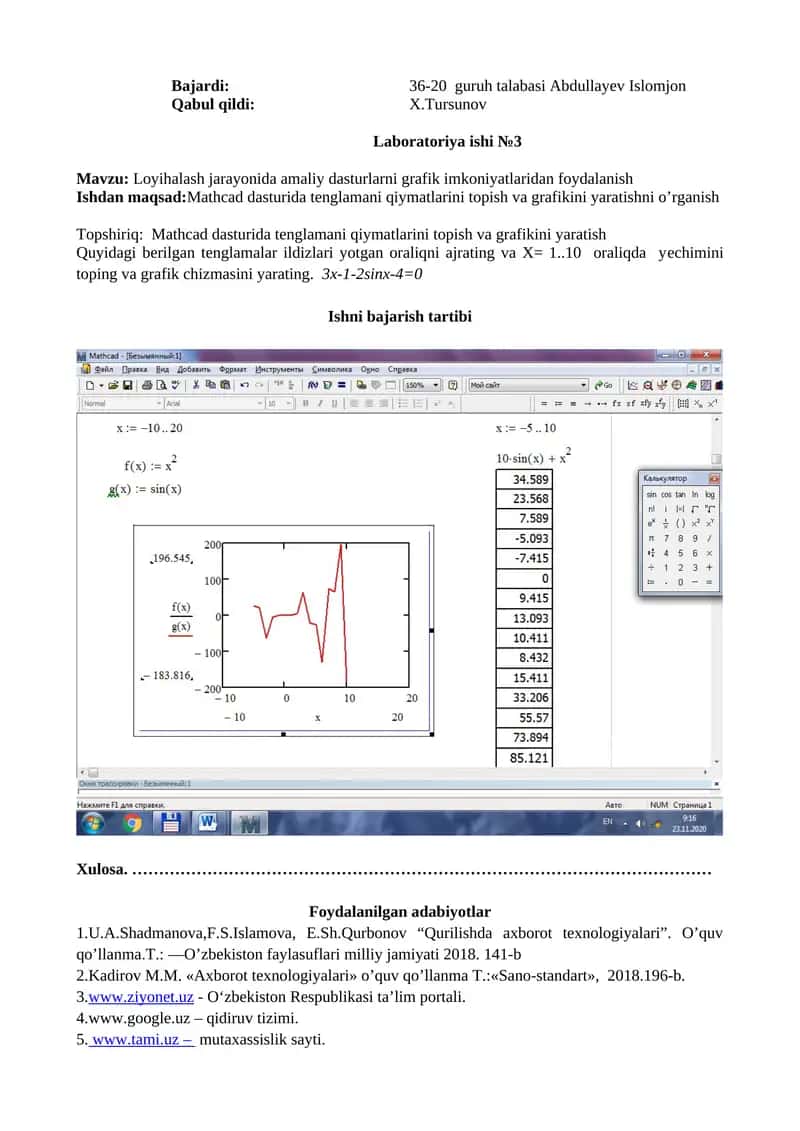 Loyihalash jarayonida amaliy dasturlarni grafik imkoniyatlaridan foydalanish