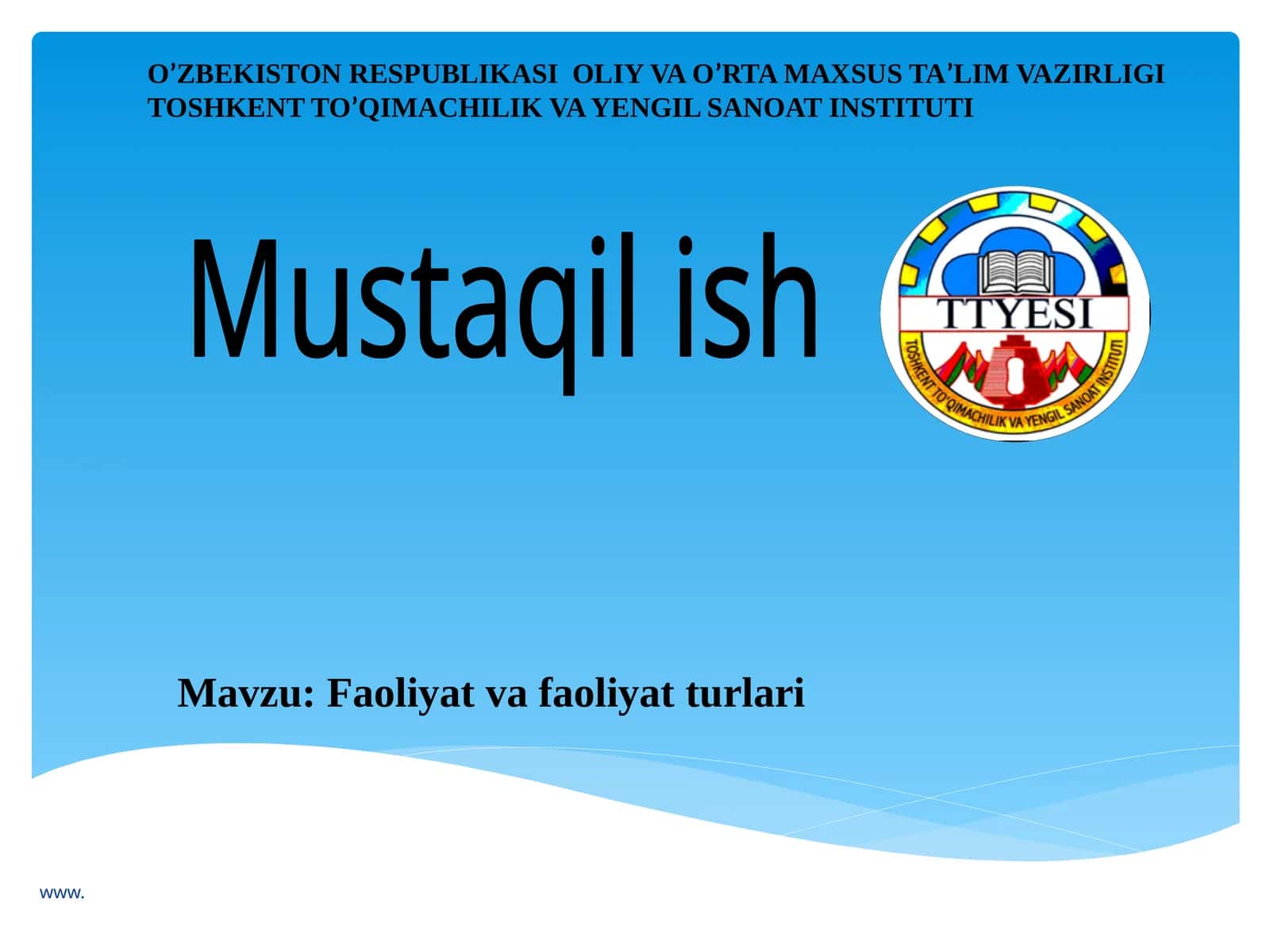 Faoliyat va faoliyat turlari