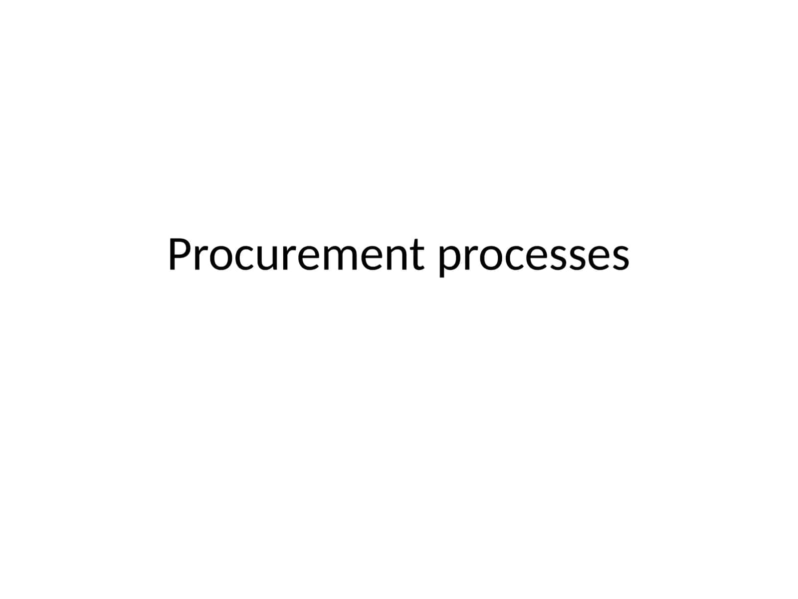 Procurement processes