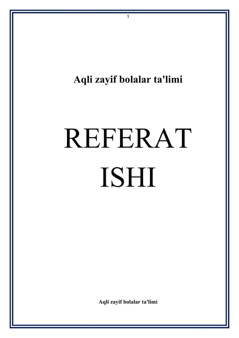 Aqli zayif bolalar ta'limi