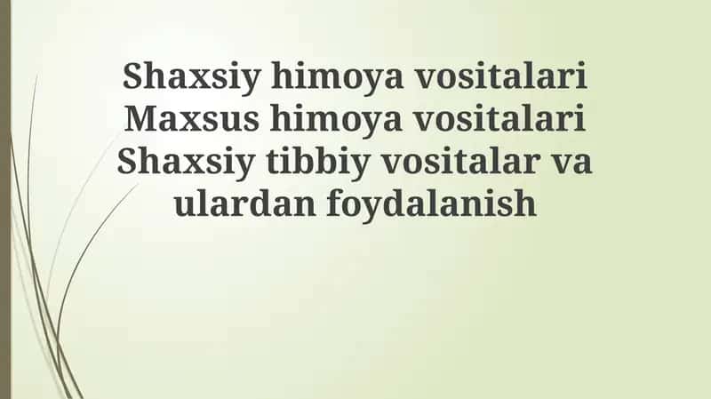 Shaxsiy himoya vositalari va maxsus himoya vositalari