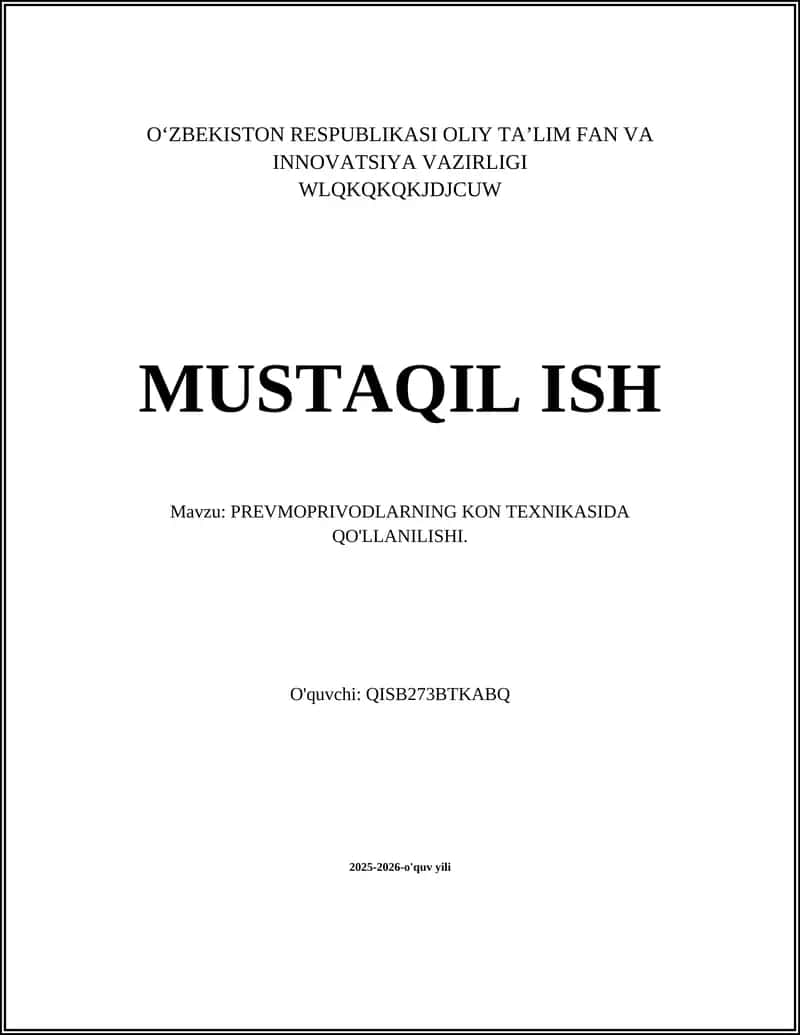 PREVMOPRIVODLARNING KON TEXNIKASIDA QO'LLANILISHI
