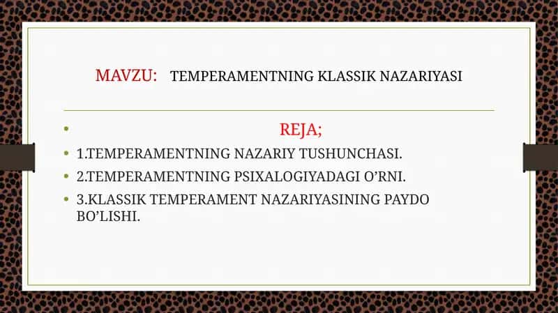 TEMPERAMENTNING KLASSIK NAZARIYASI