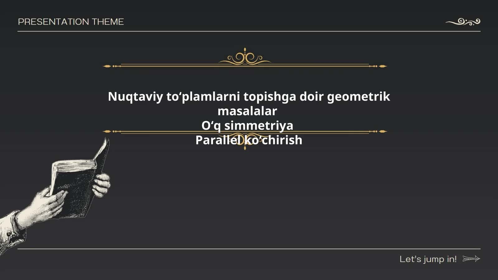 Nuqtaviy toʻplamlarni topishga doir geometrik masalalar