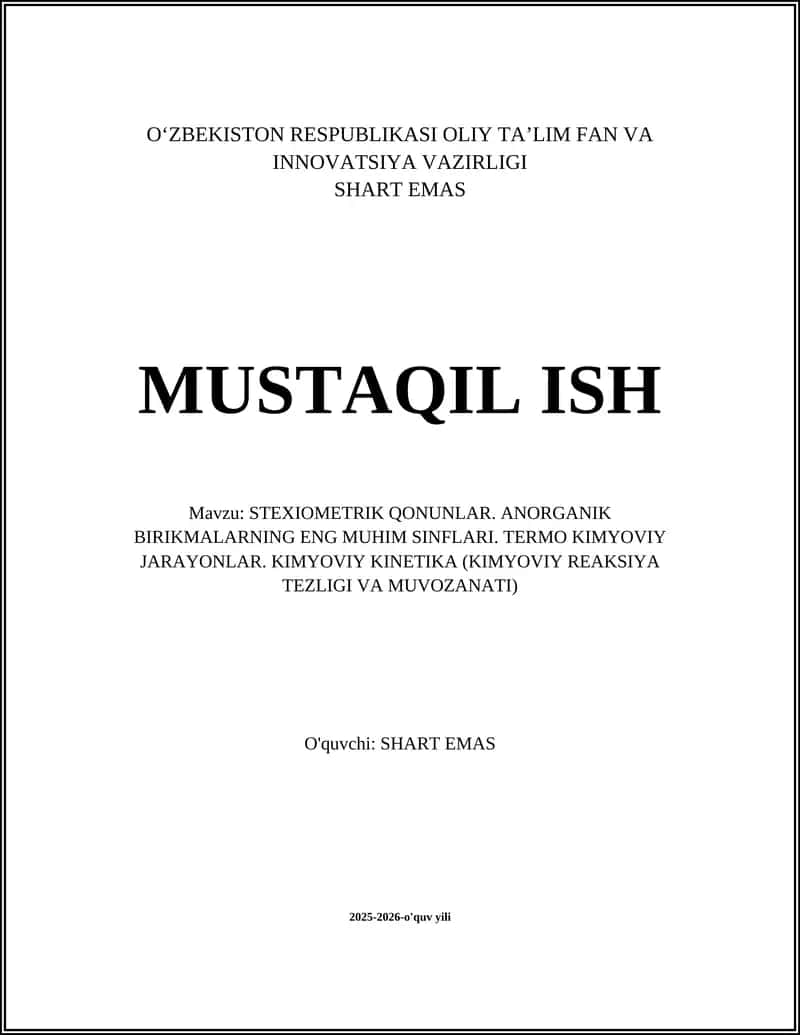 Stexiometrik qonunlar