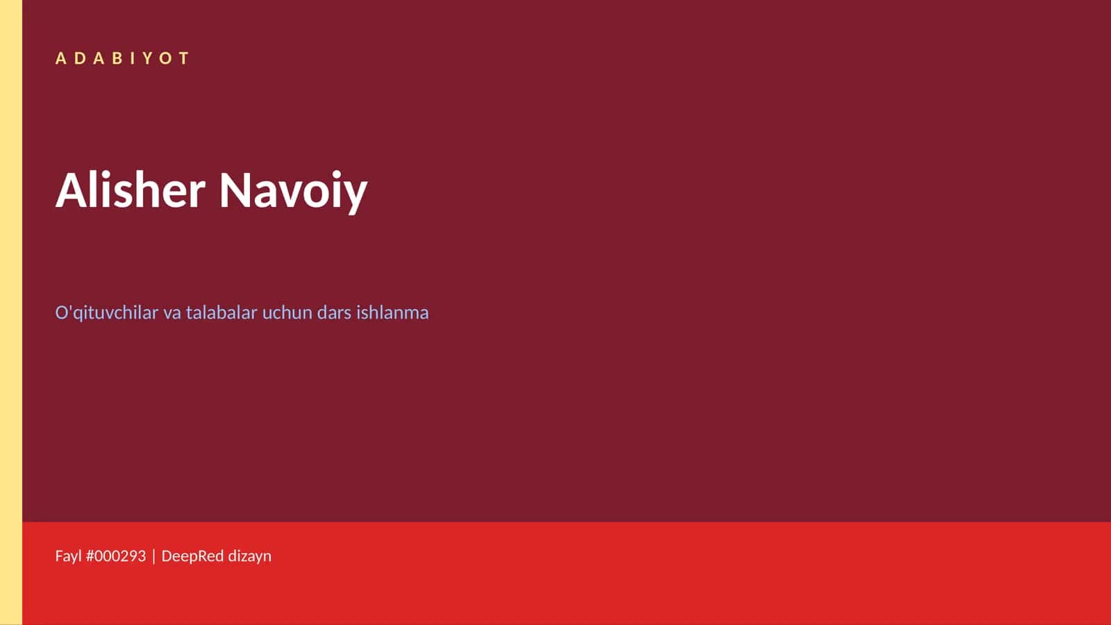 O'qituvchilar va talabalar uchun Alisher Navoiy dars ishlanma