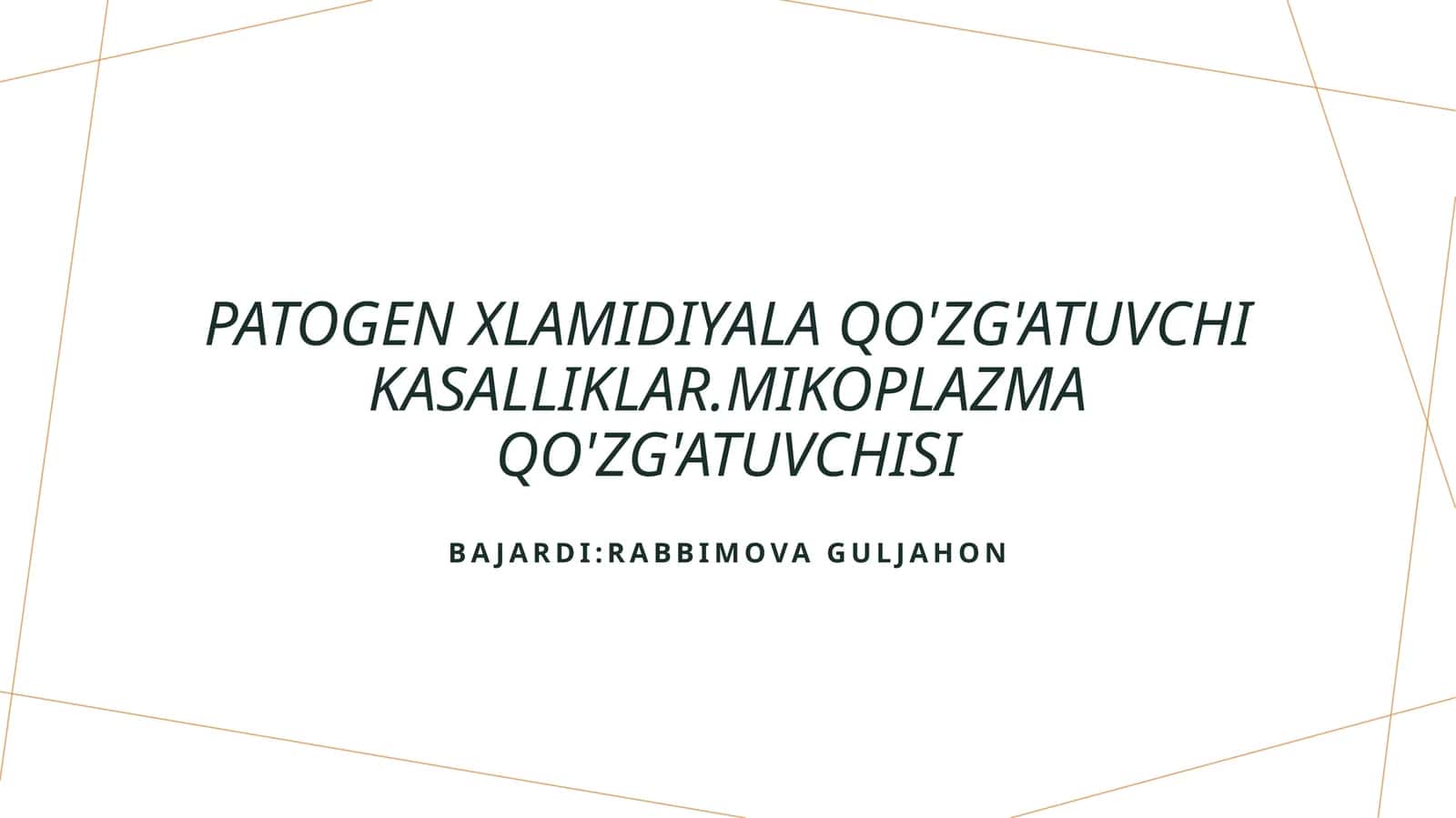 Xlamidiyalalar va Mikoplazma Patogenlarining Biologiyasi