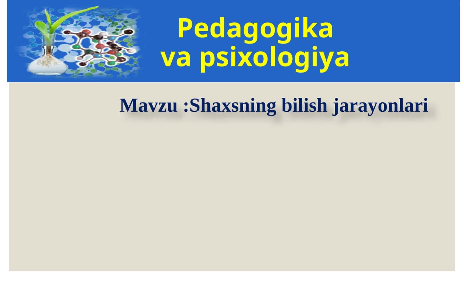 Mavzu:Shaxsningbilishjarayonlari