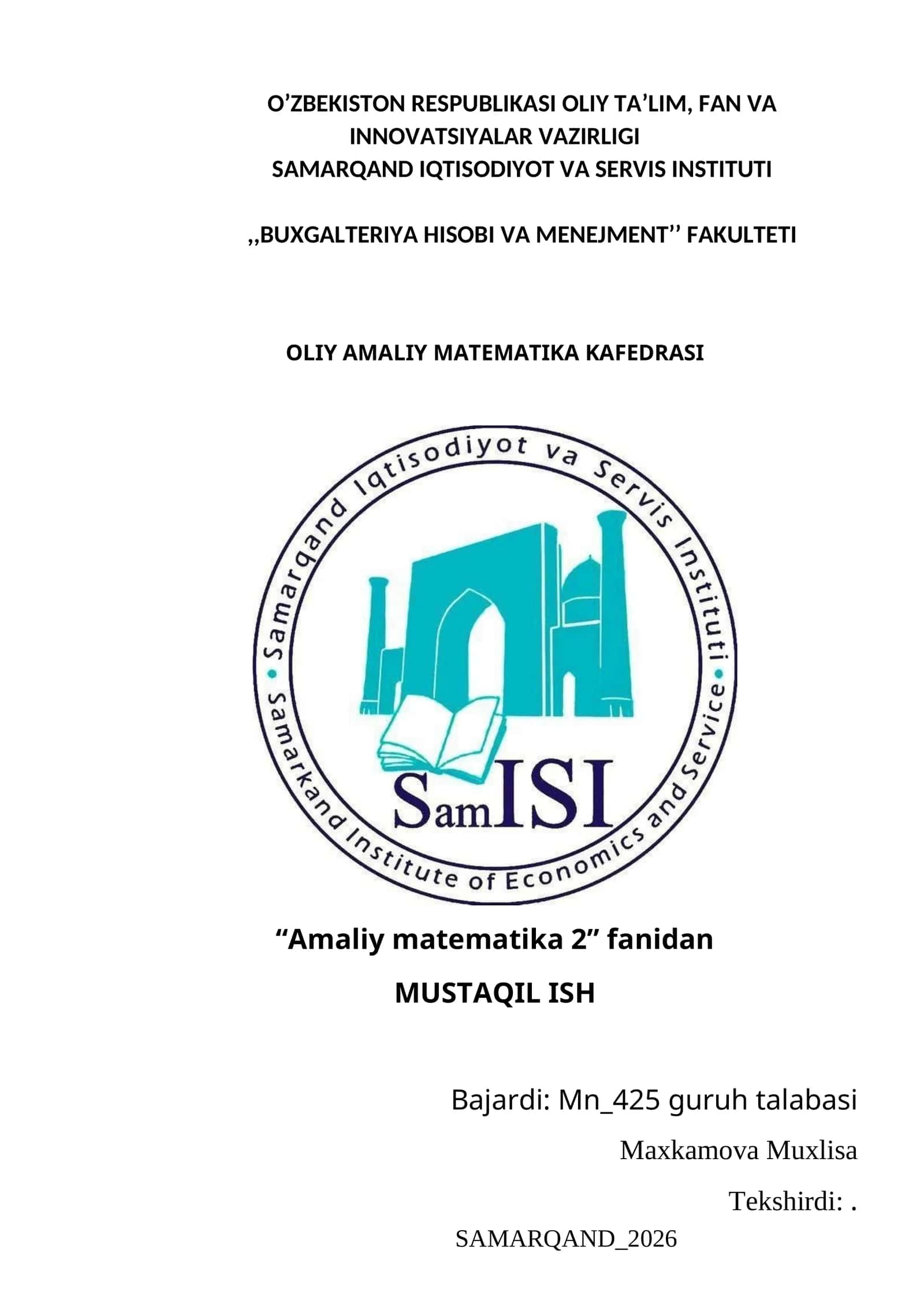 Amaliy matematika 2