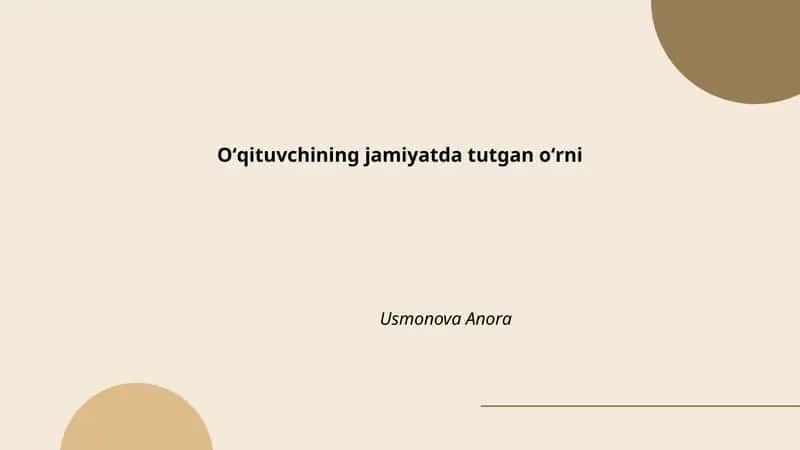 Oʻqituvchining jamiyatda tutgan oʻrni