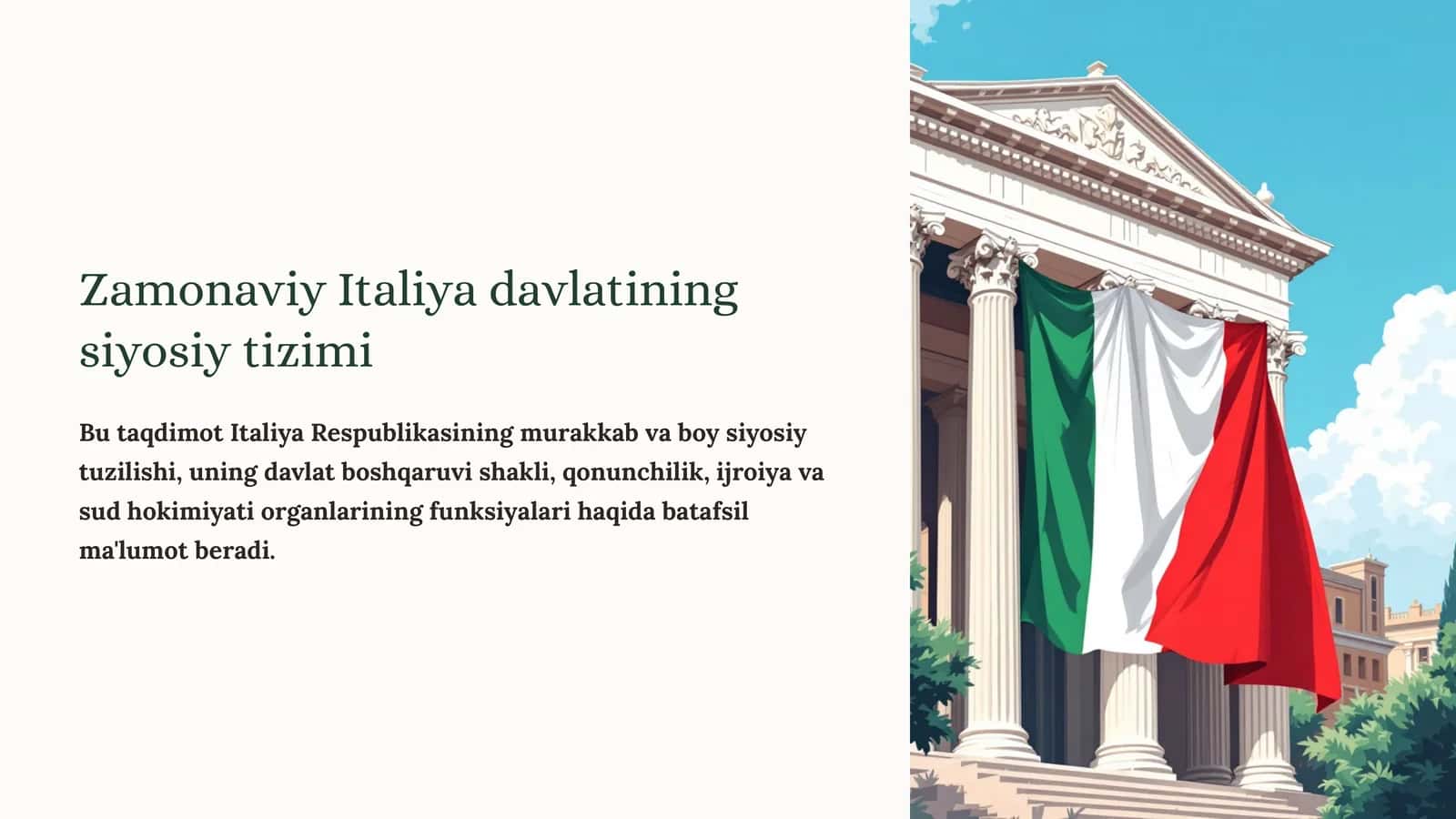 Zamonaviy Italiya davlatining siyosiy tizimi