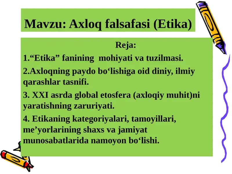 Axloq falsafasi (Etika)