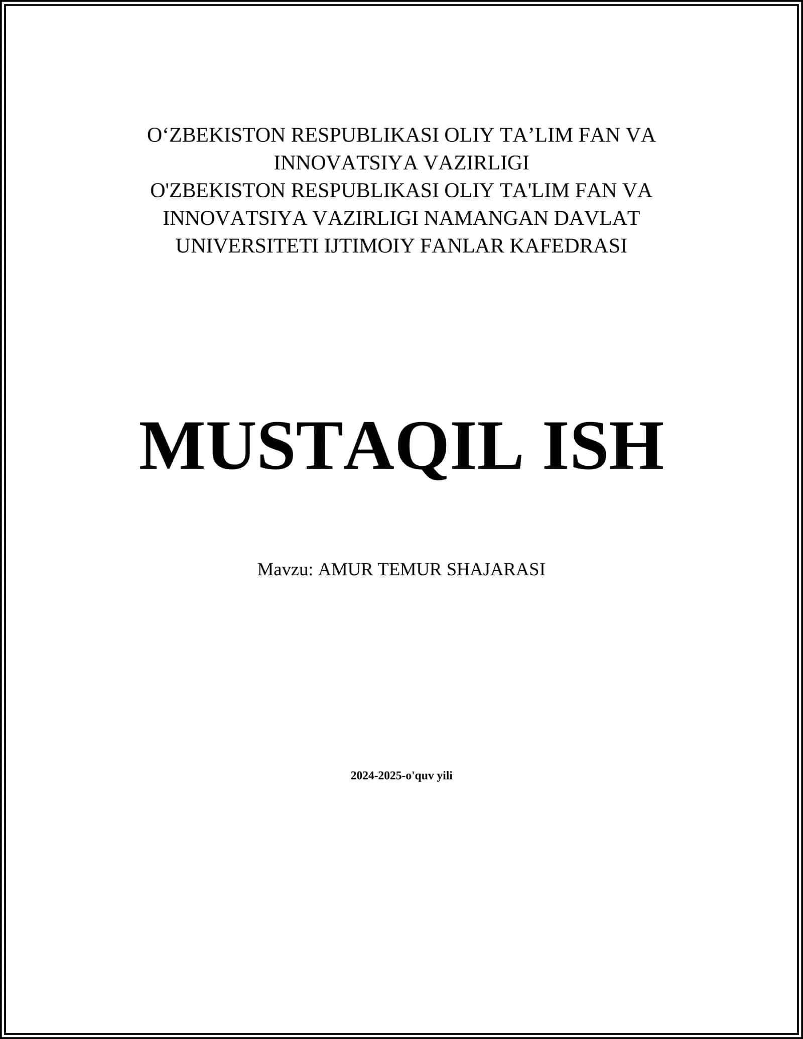 AMUR TEMUR SHAJARASI