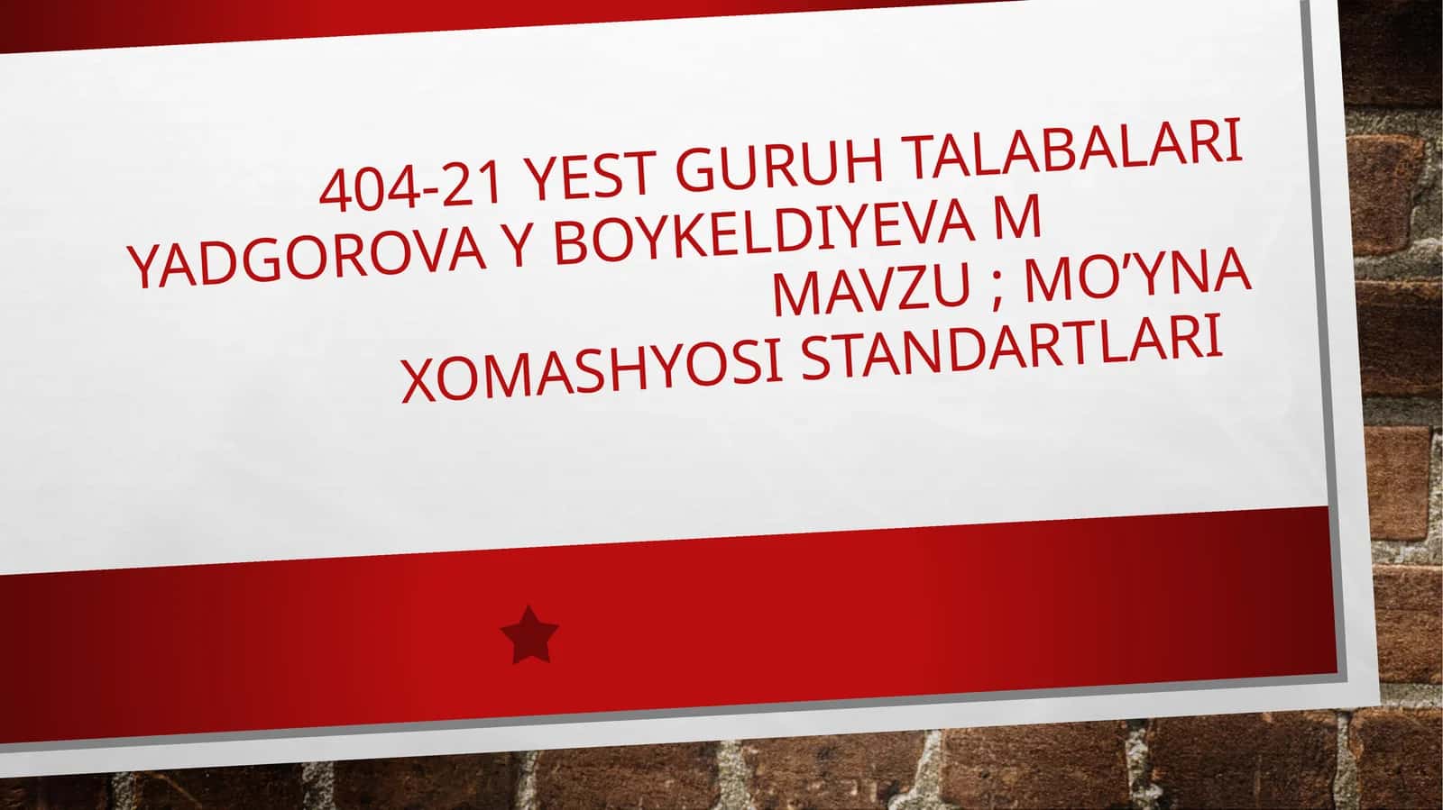 MO’YNA XOMASHYOSI STANDARTLARI