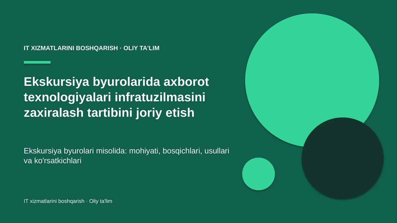 Ekskursiya byurolarida axborot texnologiyalari infratuzilmasini zaxiralash tartibini joriy etish