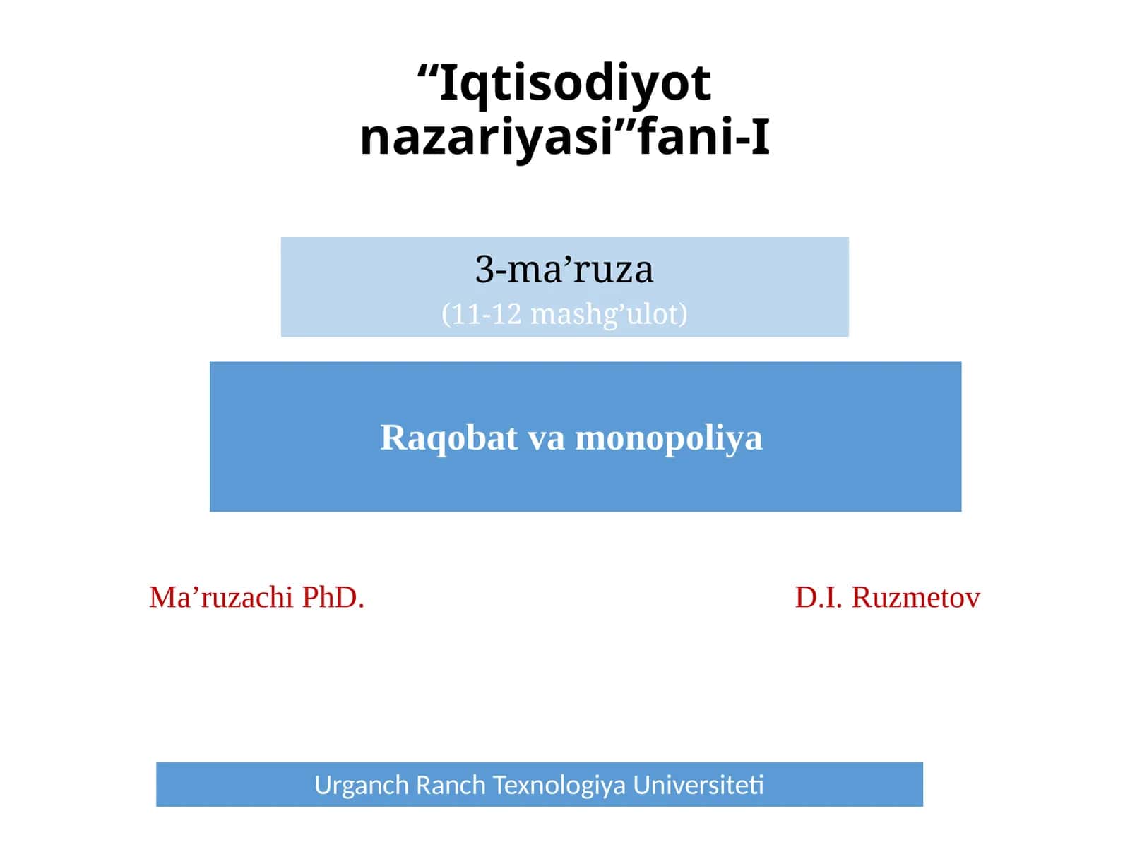 Iqtisodiyot nazariyasi - 3-ma'ruza (Raqobat va monopoliya)