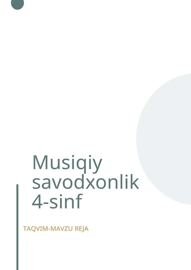 Мusiqiy savodxonlik 4-sinf taqvim-maVzu reja