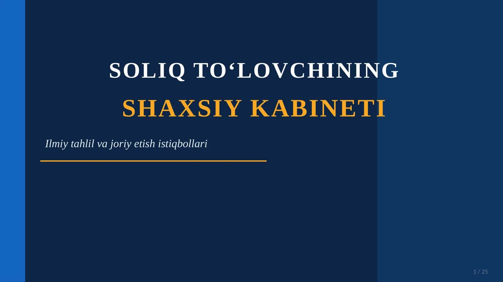 SOLIQ TO‘LOVCHINING SHAXSIY KABINETI