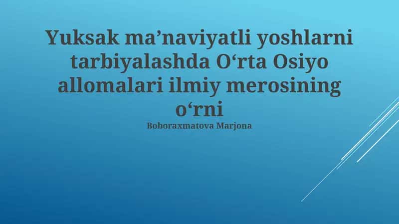 Markaziy Osiyo olimlarining ilmiy merosi