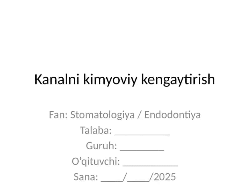 tish kanalini kimyoviy kengaytirish