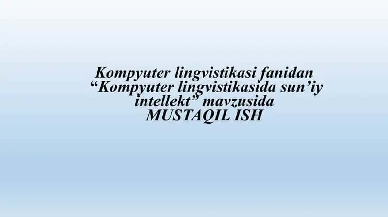 Kompyuter lingvistikasida sun’iy intellekt