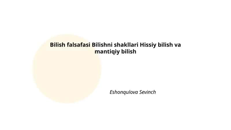 Bilish Falsafasi