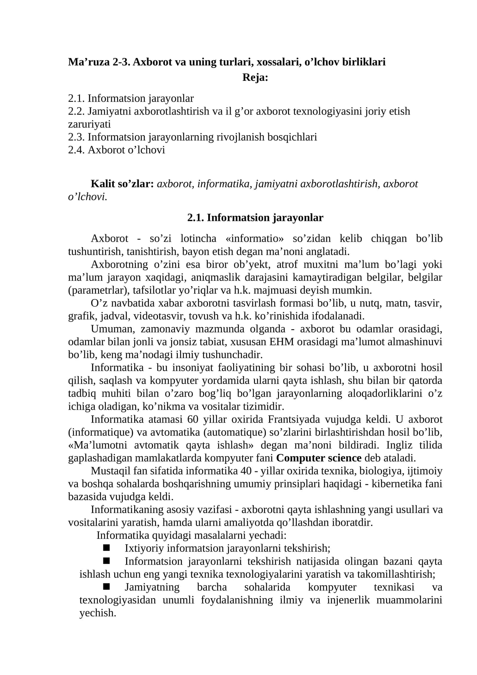 Ma’ruza 2-3