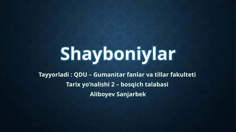 Shayboniylar davri manbalari