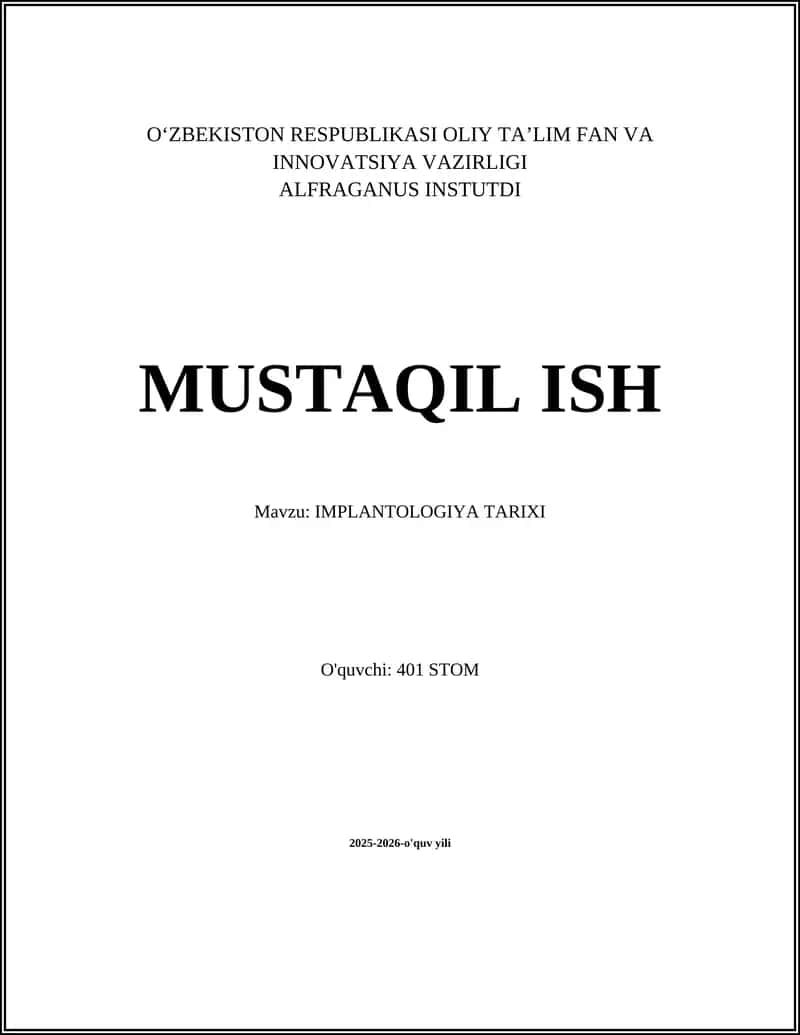 IMPLANTOLOGIYA TARIXI