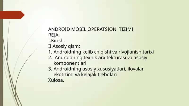ANDROID MOBIL OPERATSION TIZIMI