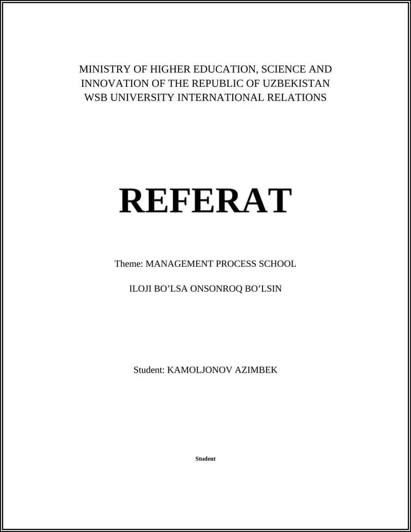 MANAGEMENT PROCESS SCHOOL