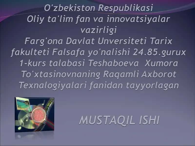 Multimedia Maxsulotlarini Yaratish Dasturlari