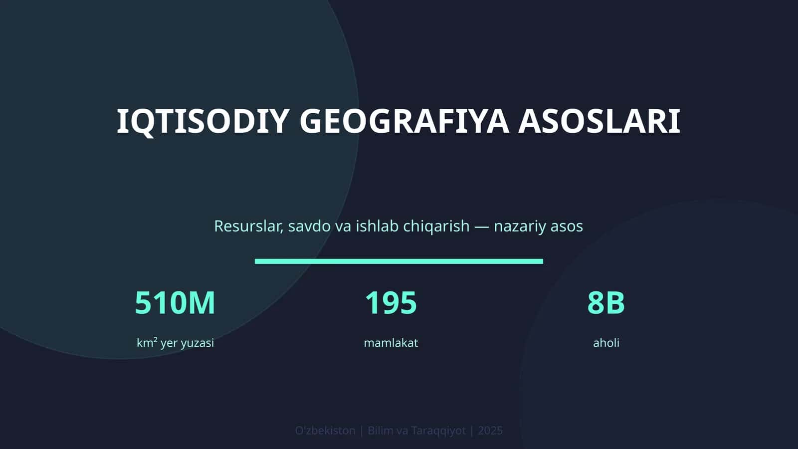 IQTISODIY GEOGRAFIYA ASOSLARI