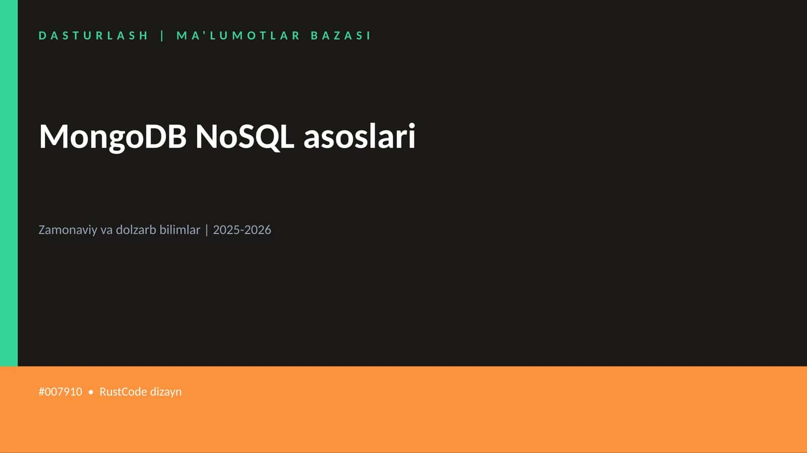 MongoDB NoSQL asoslari