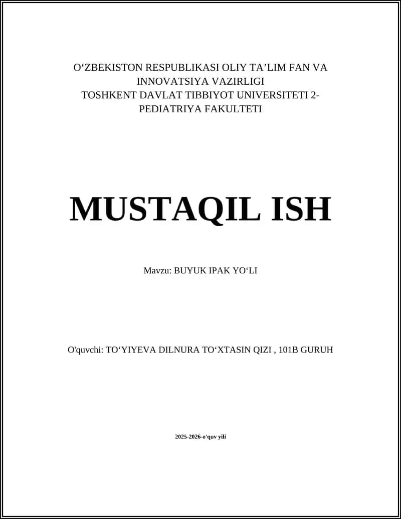 BUYUK IPAK YO‘LI