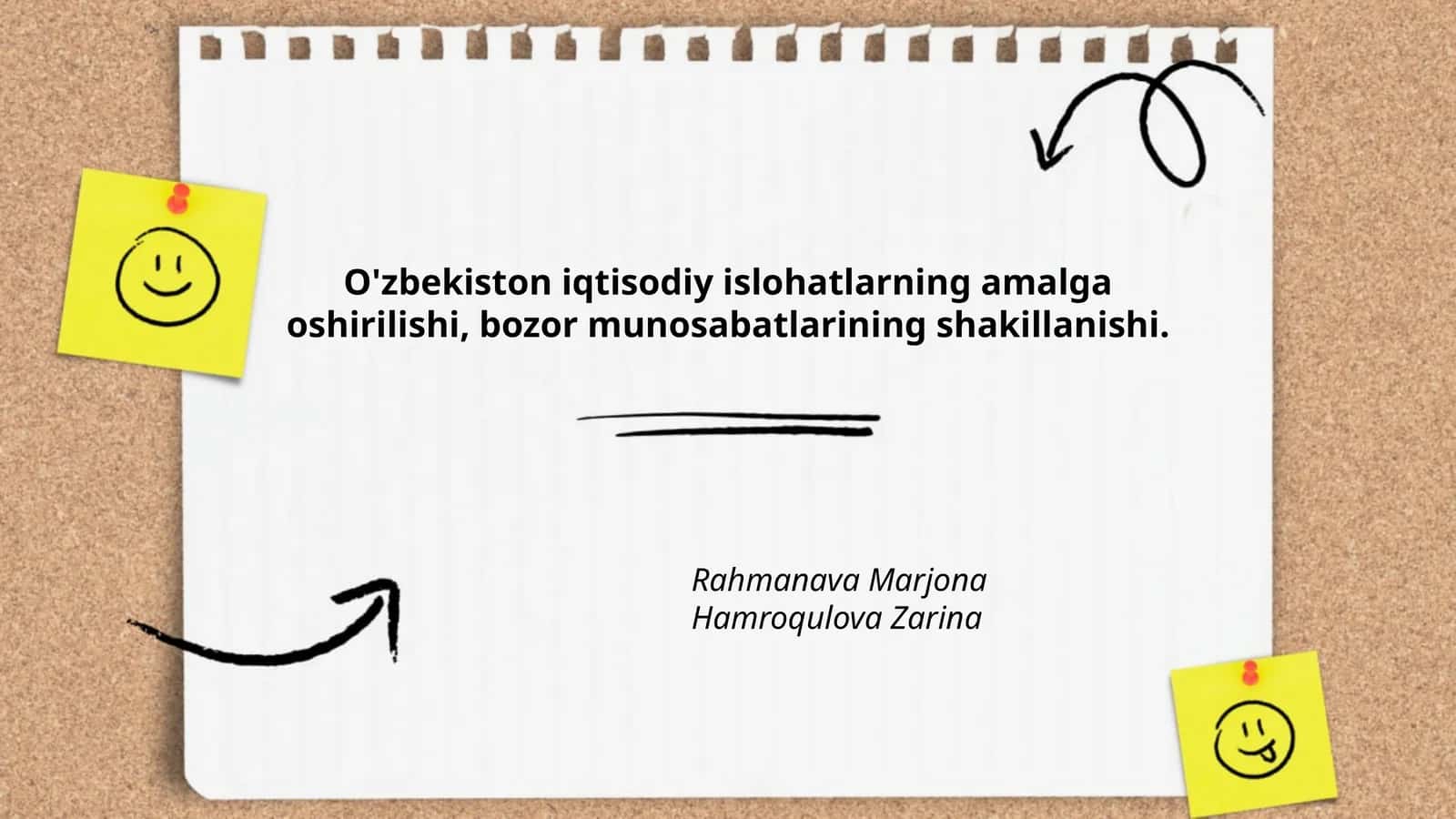 O'zbekiston iqtisodiy islohatlarning amalga oshirilishi, bozor munosabatlarining shakillanishi