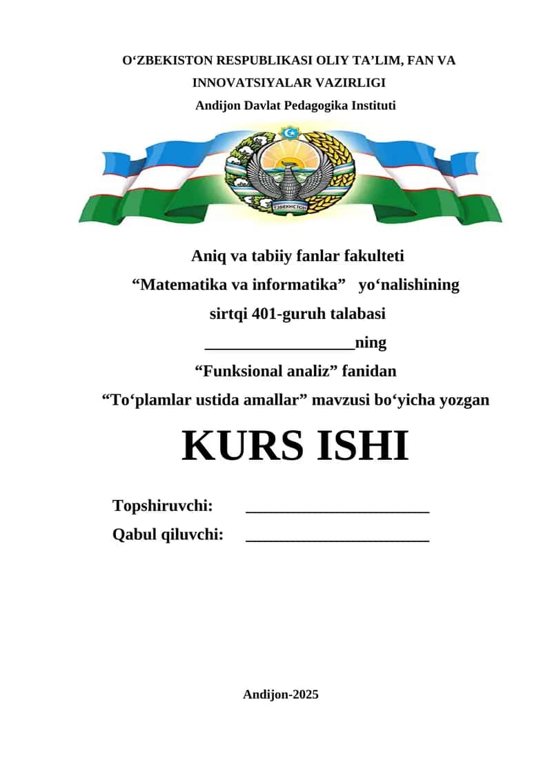 To‘plamlar ustida amallar